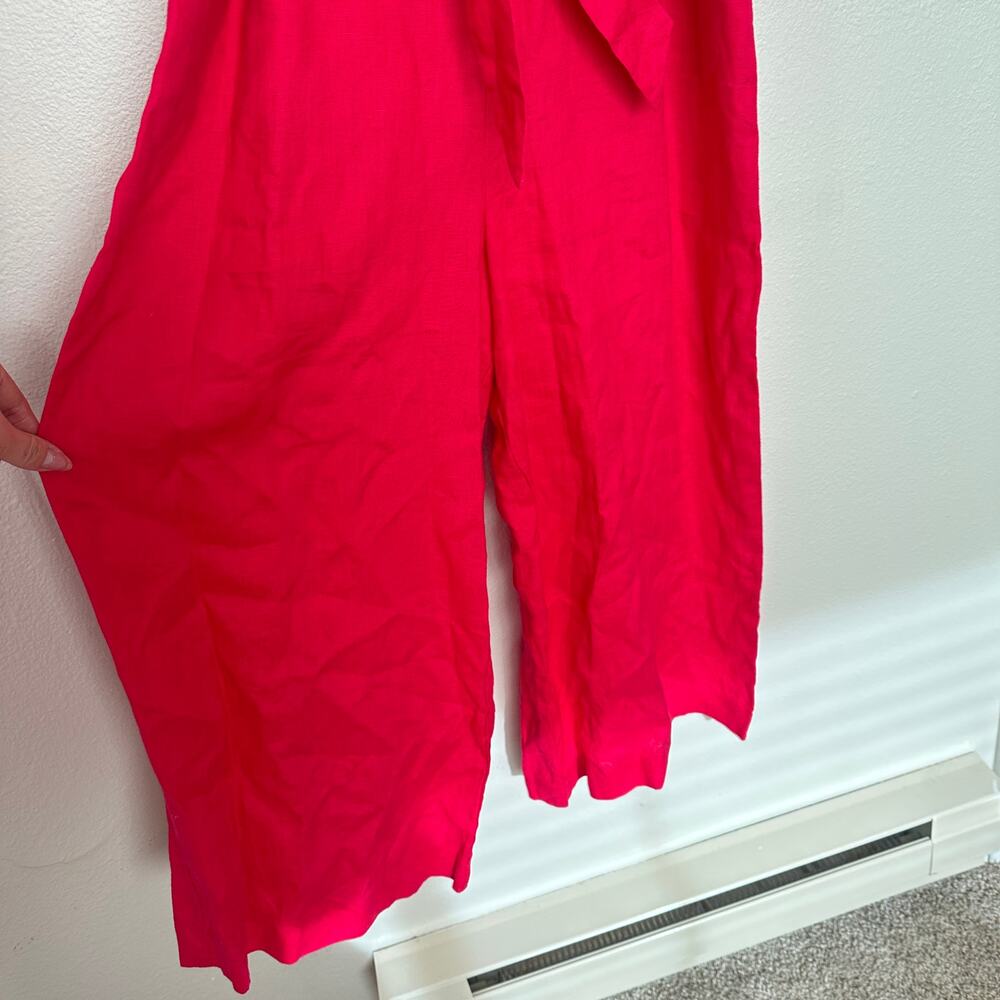 Sz 8 Hot Pink Linen Jumpsuit with Pockets Paul Costelloe Living Studio - Picture 8 of 15